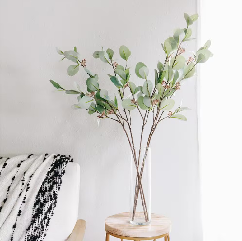 30 inch Sage Green Eucalyptus Branch with Fruit Artificial Stem (Set of 5)