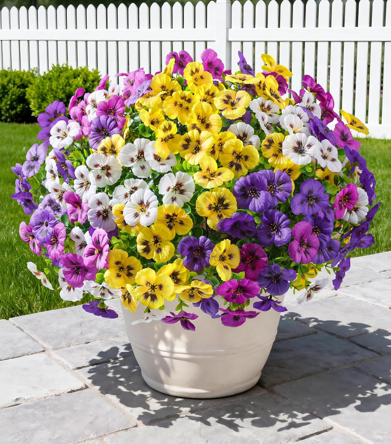 20PCS Artificial Fake Pansy Flowers for Outdoors Spring Sumer Decor, Faux Silk P