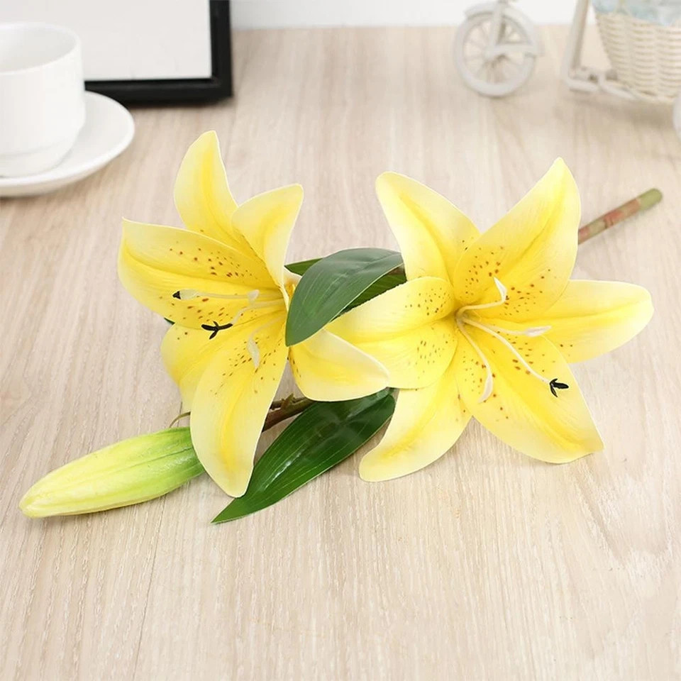 NEW 3D Printed White Lily Artificial Flowers Real Look for Wedding Home Decor