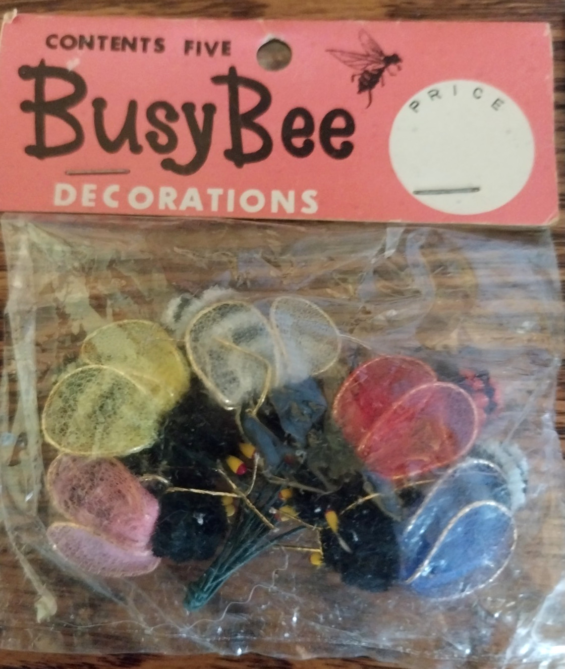 Vintage Busy Bee Japan Chenille Wire Decorations Floral Arrangement NOS 2 Packs