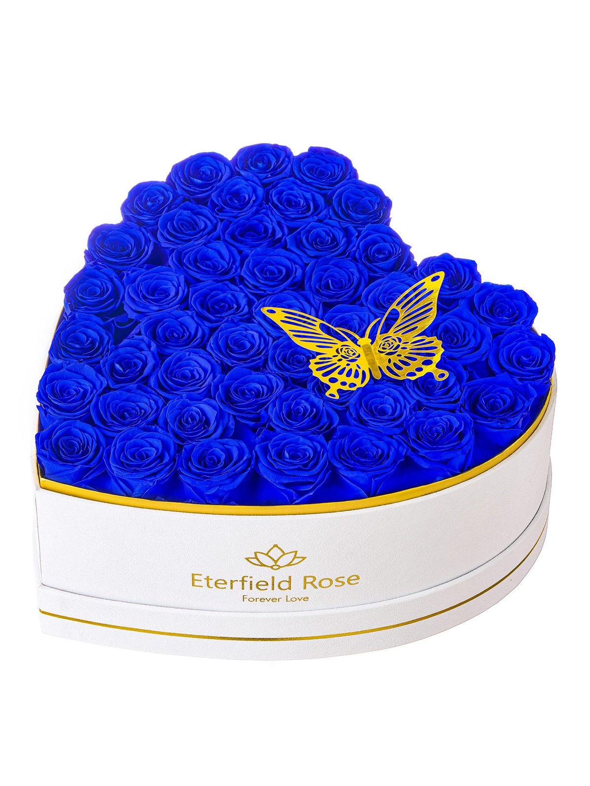 47 Forever Flowers in Heart Shape Box, Preserved Roses That Last a Year Prese…