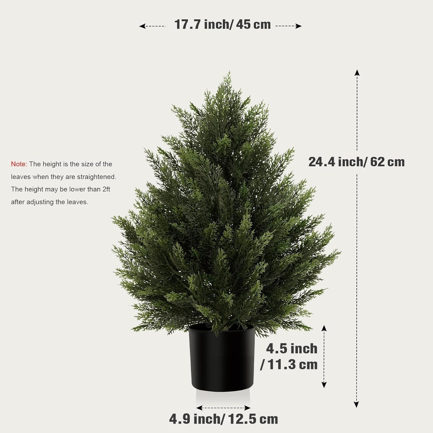 Artificial Topiary Cedar Trees 2FT Tall 2 Set, Outdoor Indoor Faux Pine Shrubs P