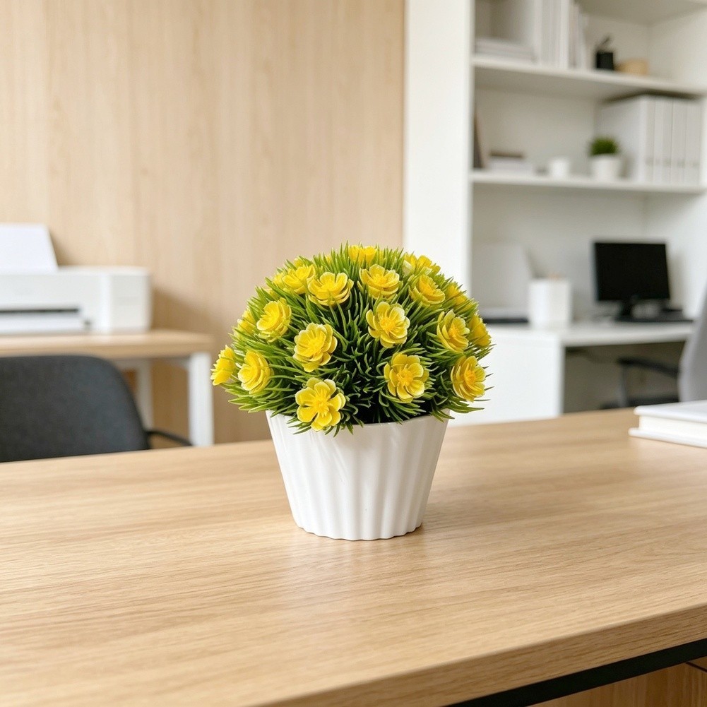 12 cm Tall Artificial Phalaenopsis Orchid in Round Pot for Indoor Decor