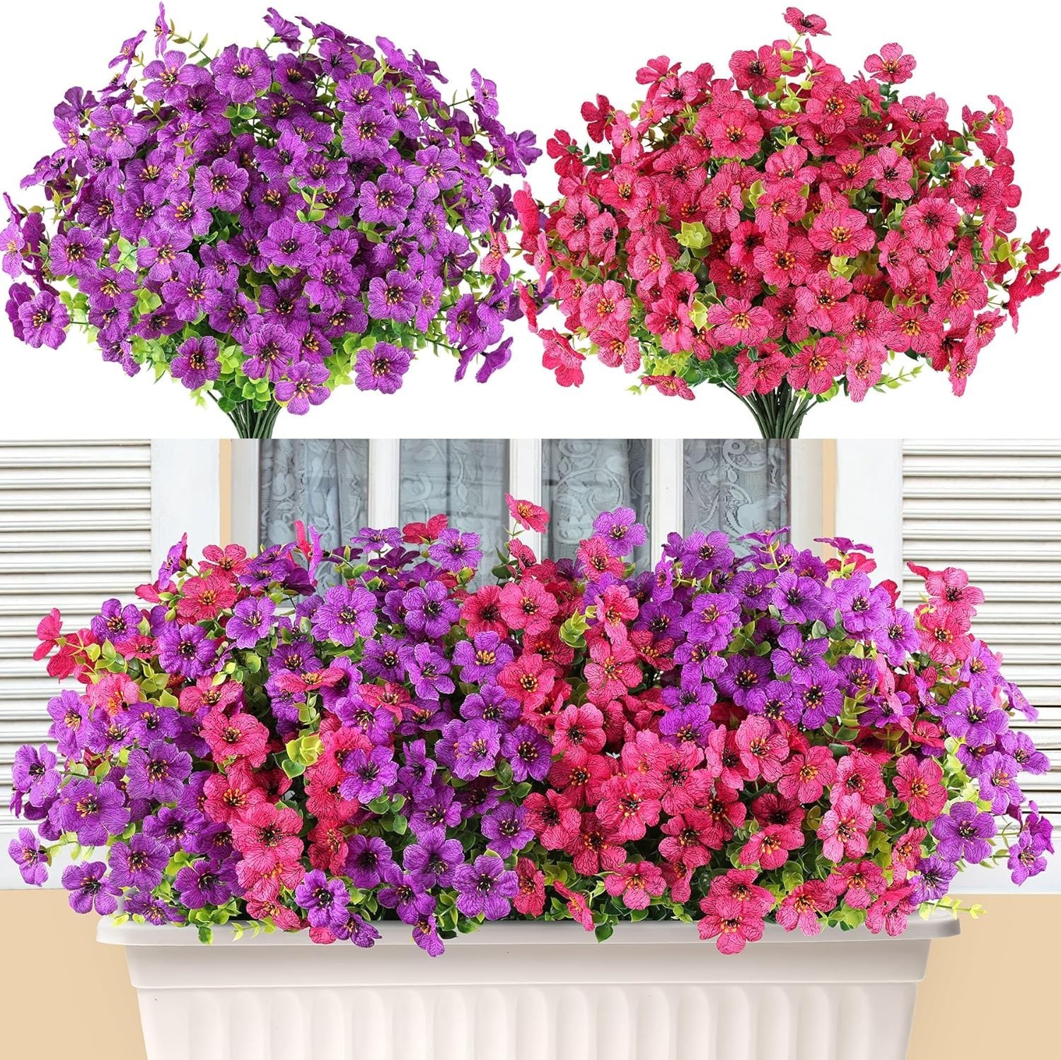 Vibrant 16 Bundle Faux Flowers – No Fade and Water-Resistant for All Seasons