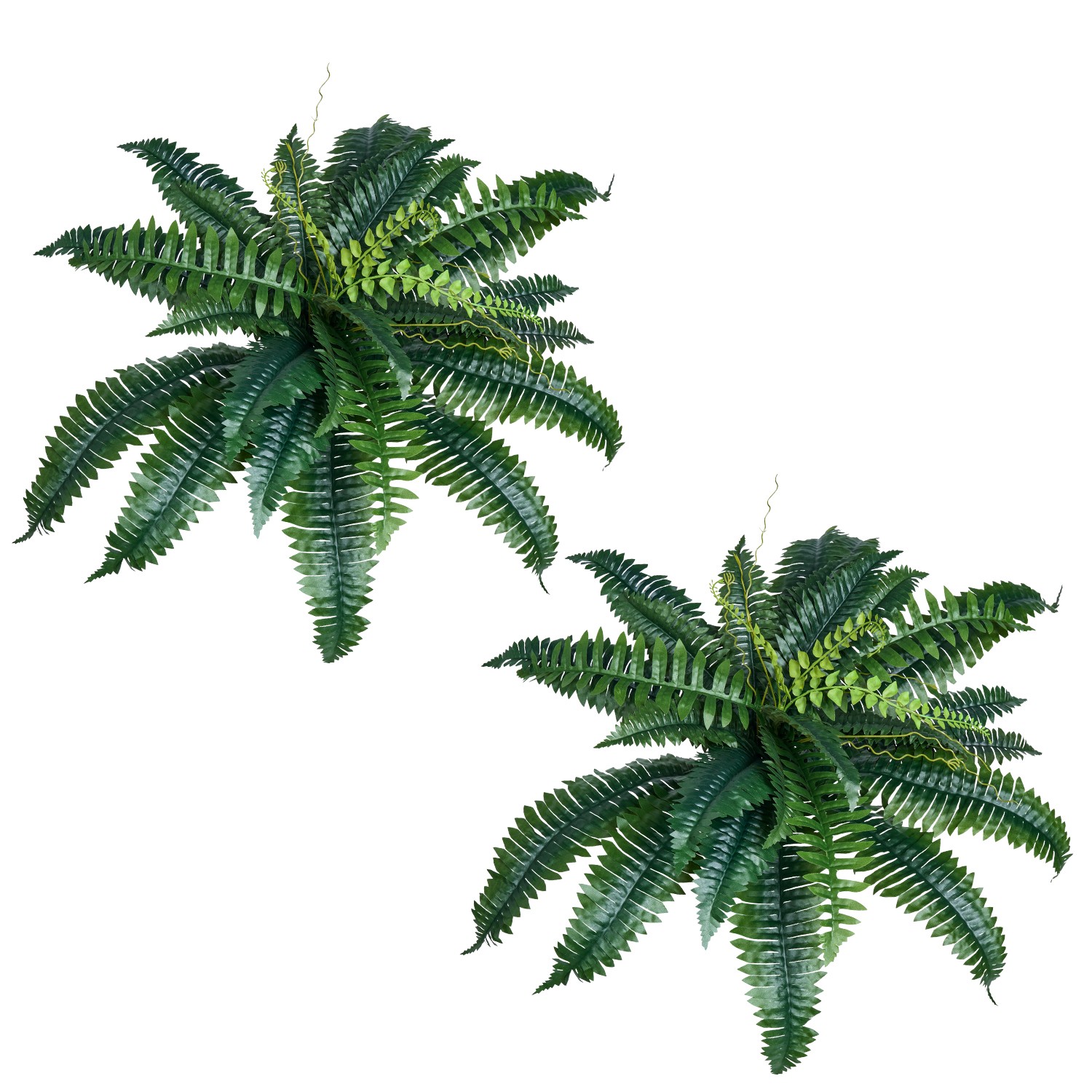Uimoso Set of 2 Faux Boston Ferns with 30 Branches for Indoor and Outdoor Use