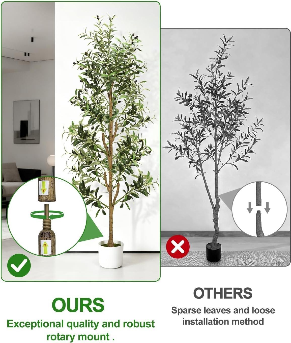 Olive Trees Artificial Indoor 6Ft Tall Faux Plants Large Fake Olivos Tree