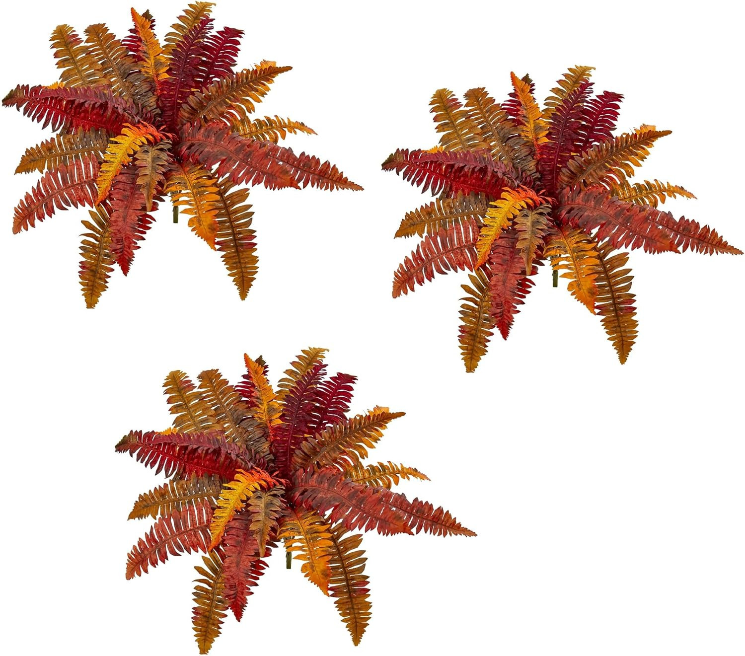 20” Autumn Boston Fern Artificial (Set of 3) Silk Plants Orange