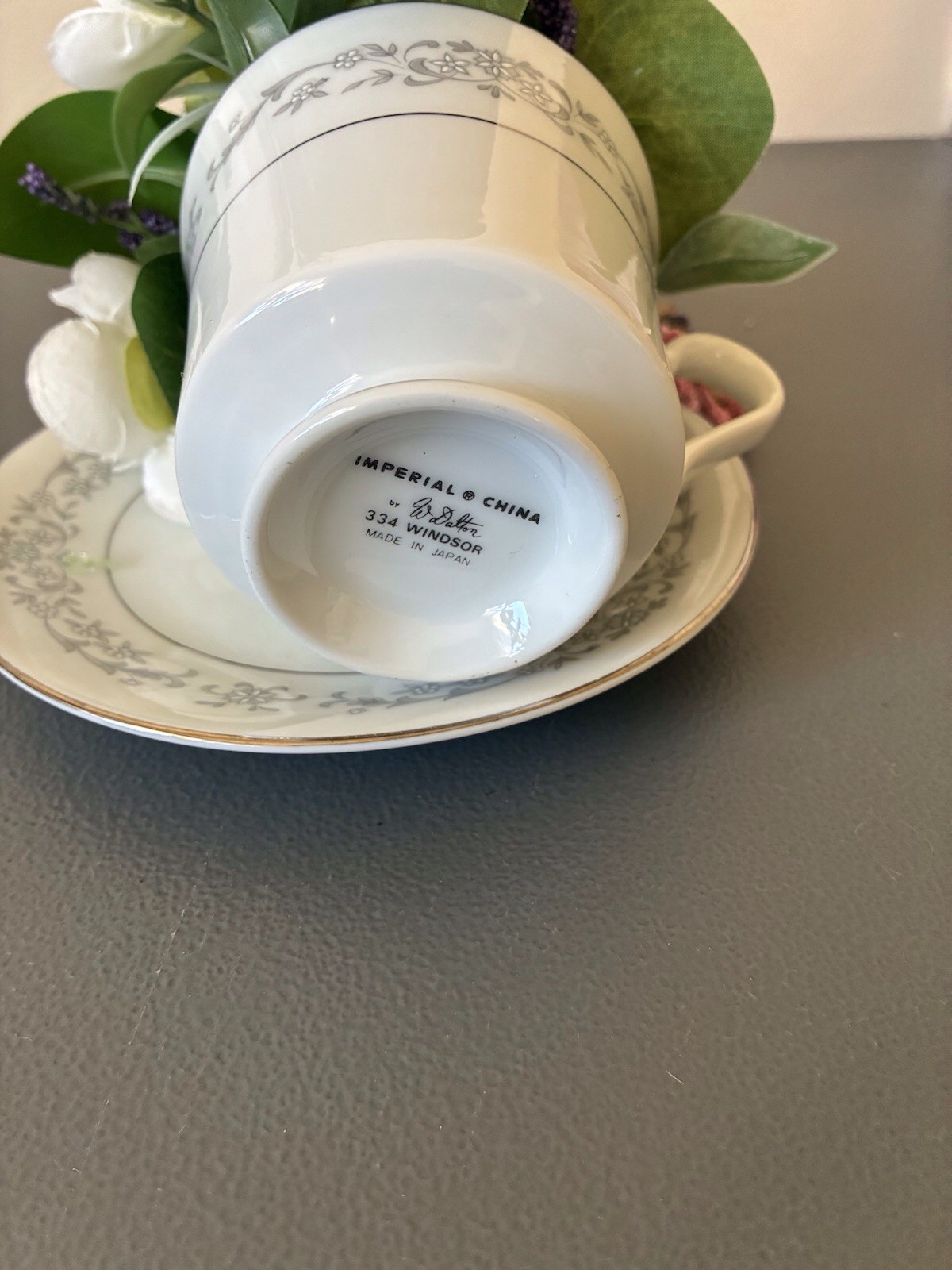 Grandmas Vintage Up Cycled Teacup Saucer Floral Centerpiece Homemade Decor