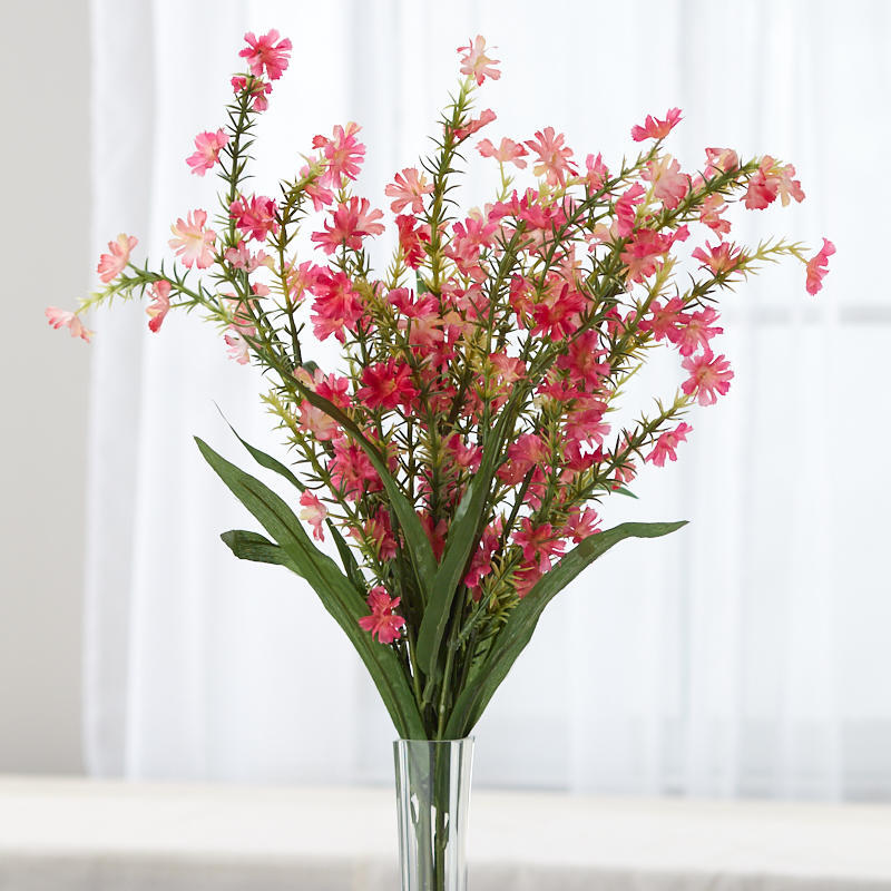 Set of 2 Hues of Pink Vinyl and Poly Silk Wildflower and Grass 24″ Floral Bushes