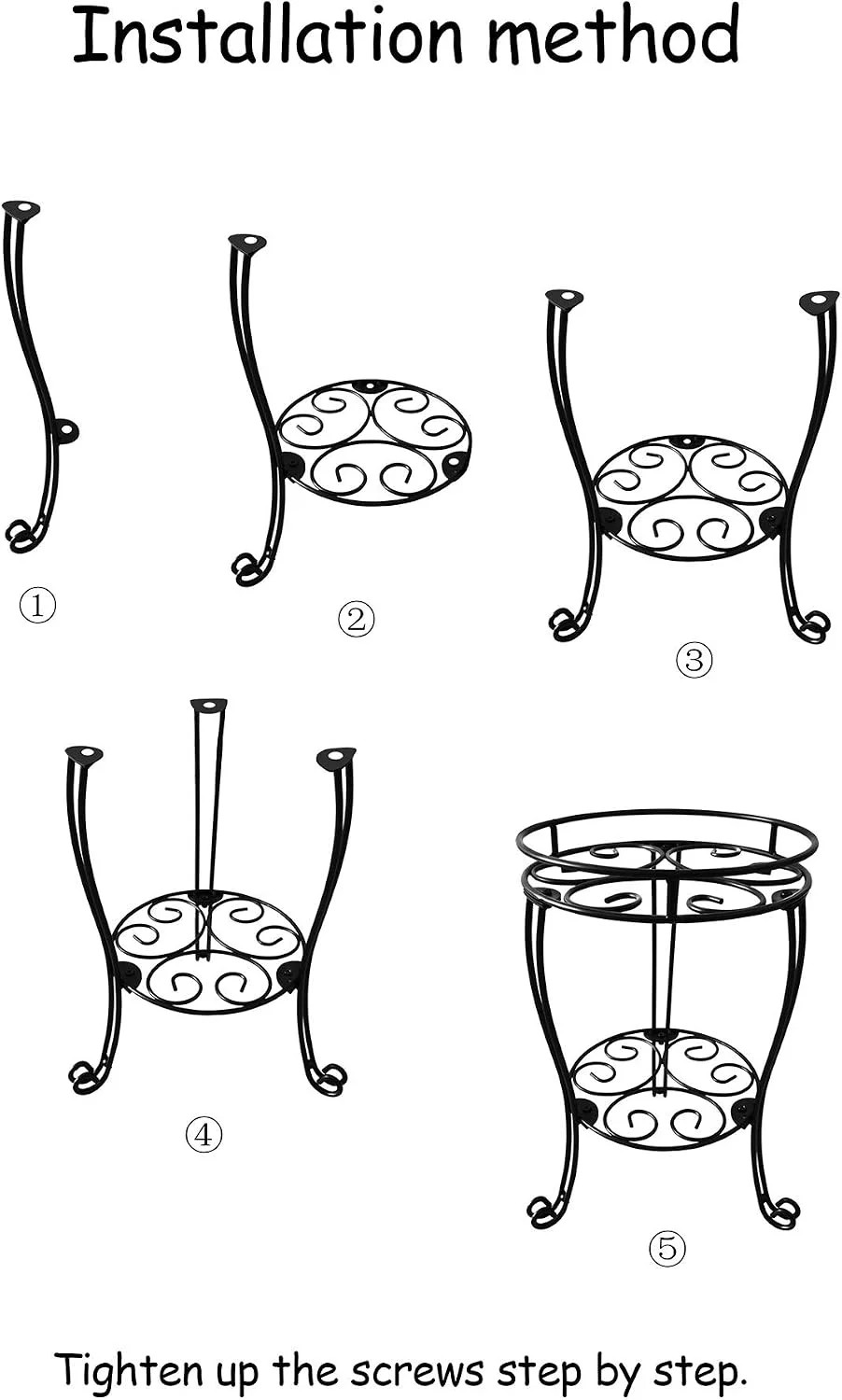 Heavy Duty Metal Plant Stand 11.8″ Indoor Outdoor Flower Pot Rack Black 18.9″