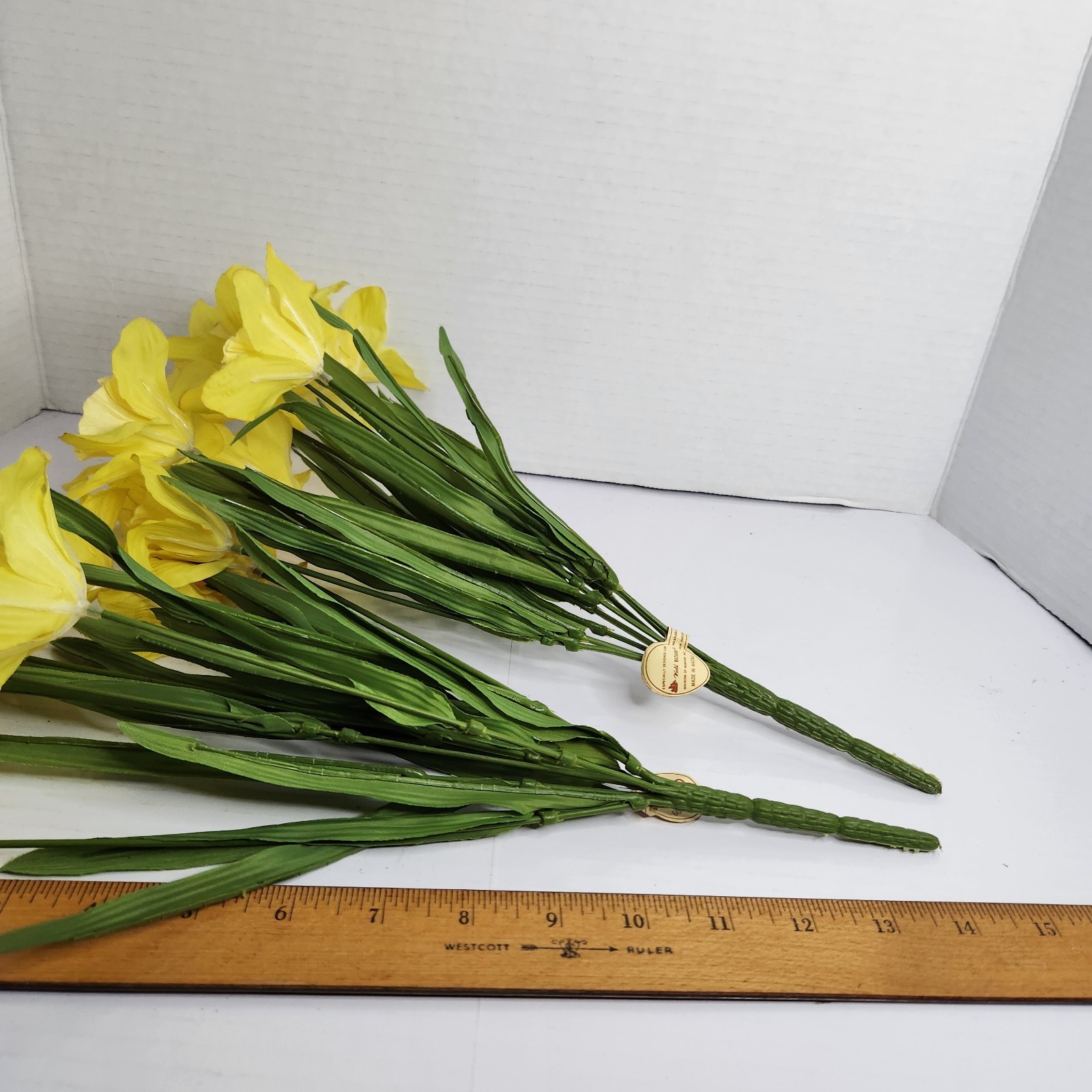 Vintage World Bazaar Faux Daffodil Flowers Rustic Log Watering Can Planter Decor