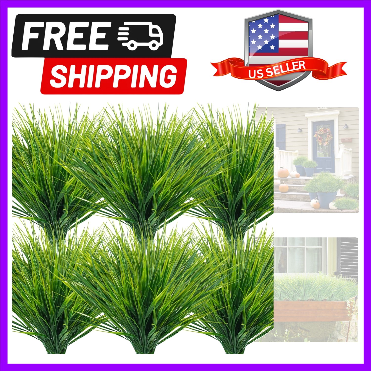 No-Fade Faux Plastic Grass Plants – 12 Bundles for Elegant Indoor & Outdoor Use