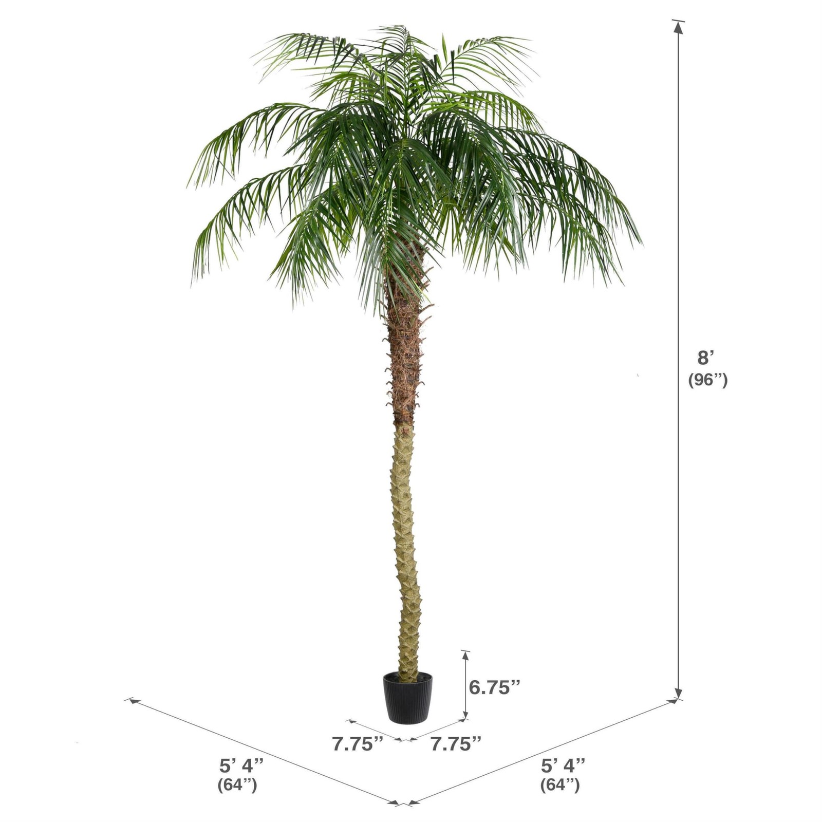 Vickerman 8′ Artificial Green Potted Phoenix Palm Tree.