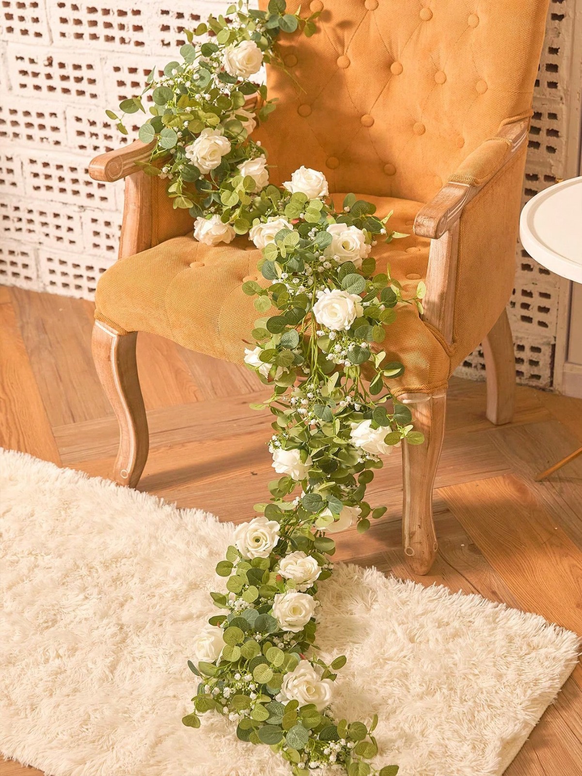 5.9FT Artificial Flower Garland Eucalyptus Rose Vine Home Decor