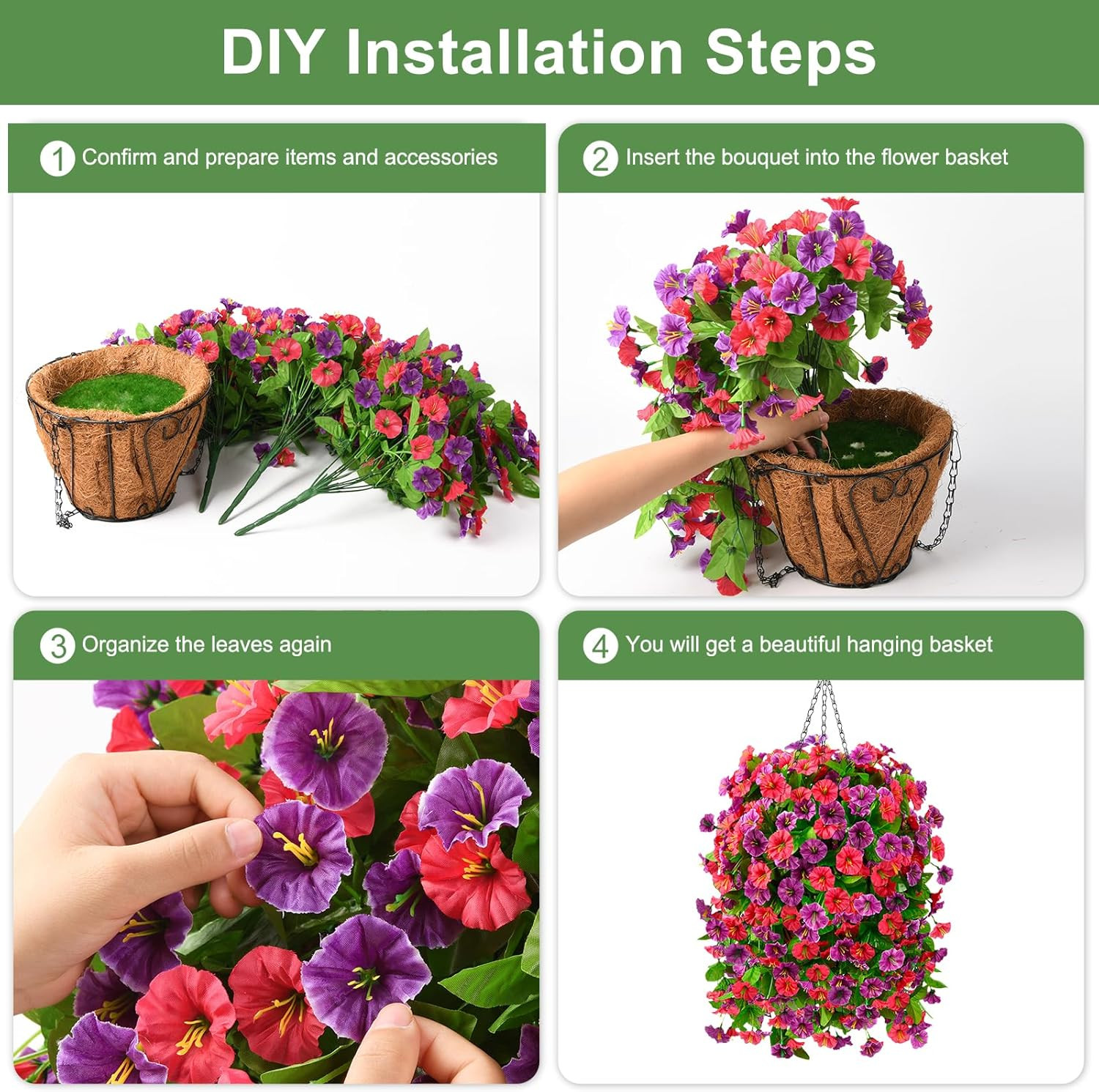 INQCMY Artificial Flowers for Outdoor Spring Summer Decoration Faux Silk Morning