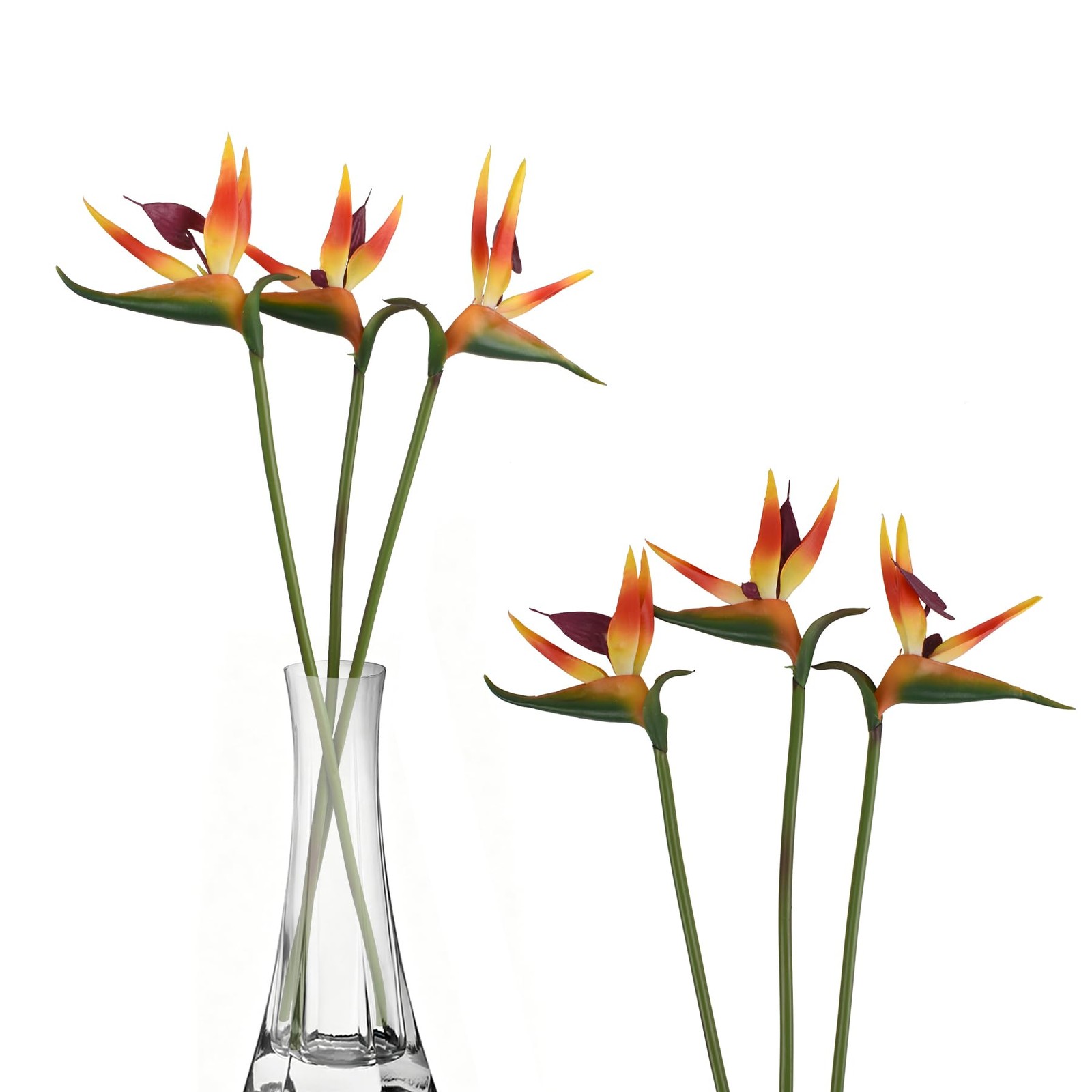 23.6″ Fake Flowers Bird of Paradise 3pcs Orangish Red
