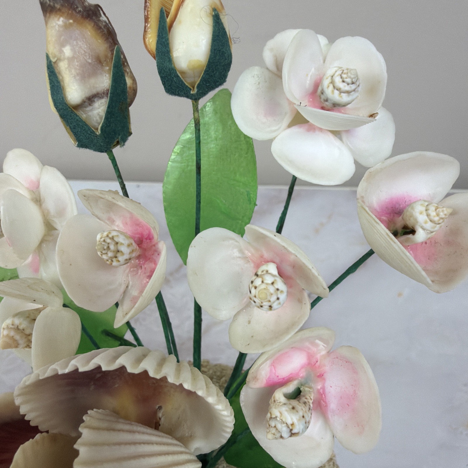 Vintage Sea Shell Floral Bouquet Kitsch Coastal Cottagecore Rare Shell Arrangeme