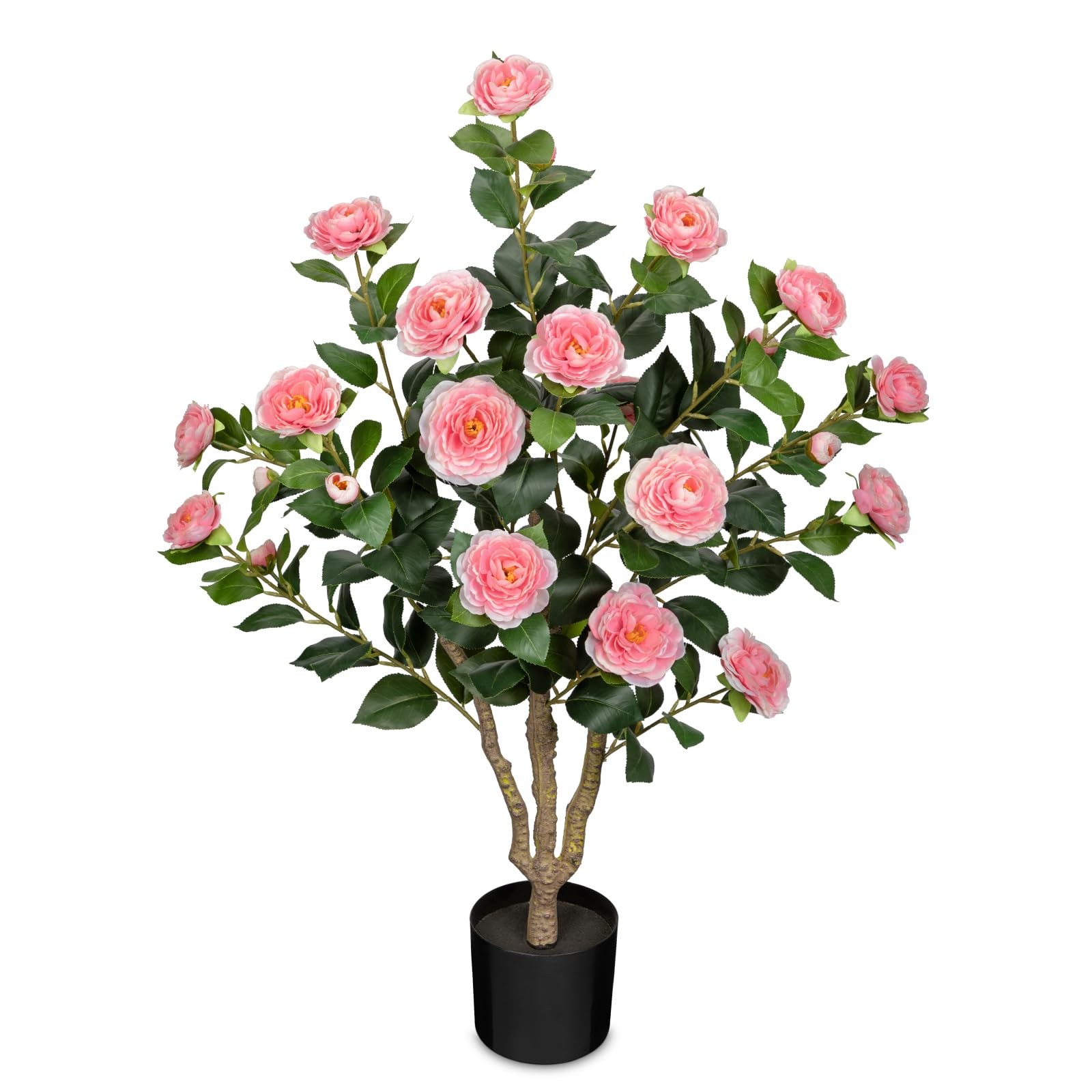 3ft Artificial Camellia Tree Fake Camellia Plant with Pink Flowers Faux Flora…