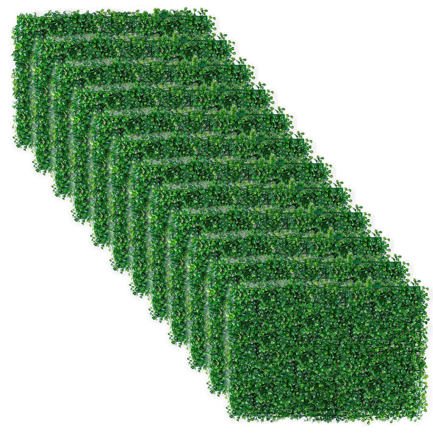12Pcs 24″ x16″ Artificial Boxwood Mat Turf Grass Mat Privacy Fence Panel Grass