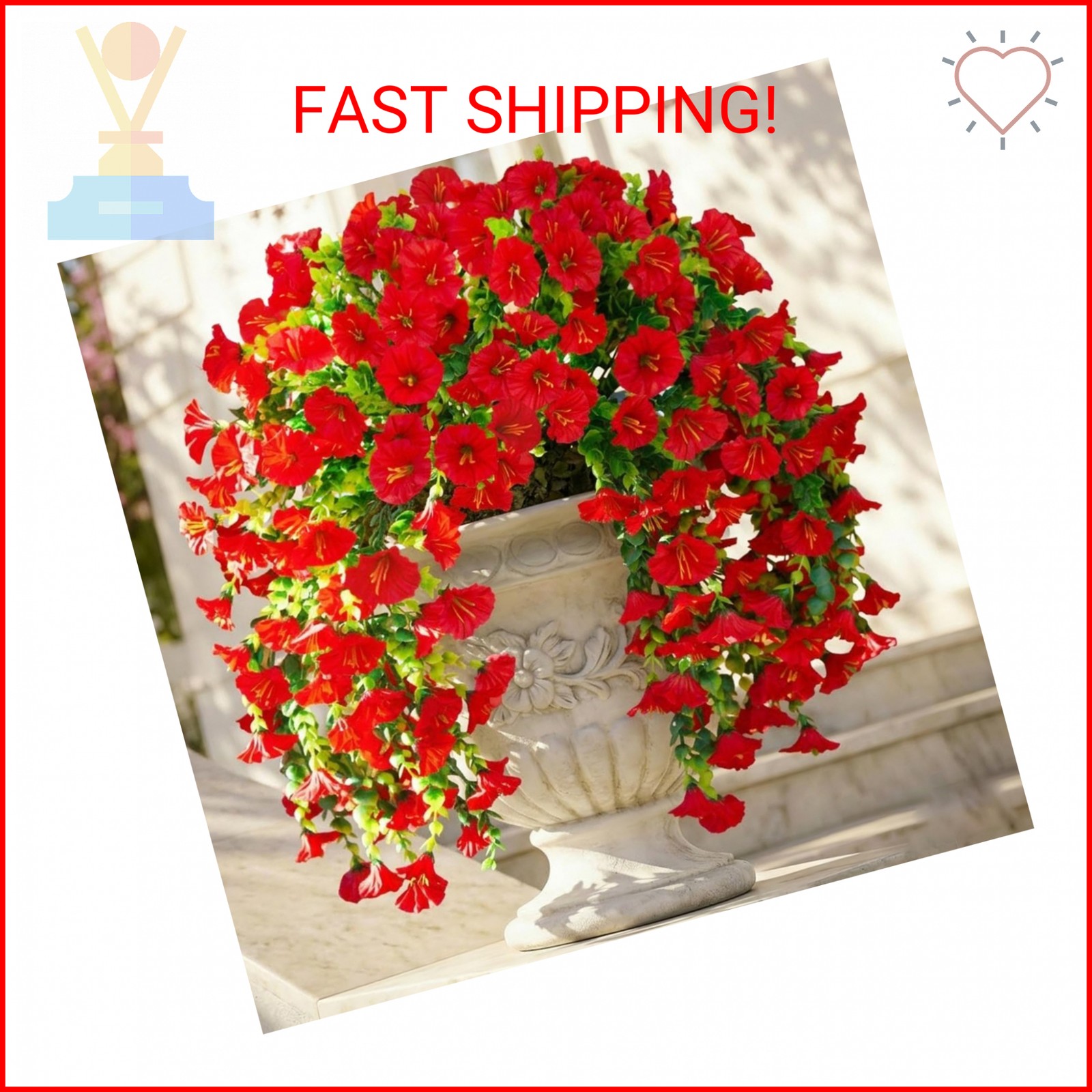 Ivydale 2 PCS Artificial Hanging Flowers Fake Plants Outdoor,Silk Morning Glory