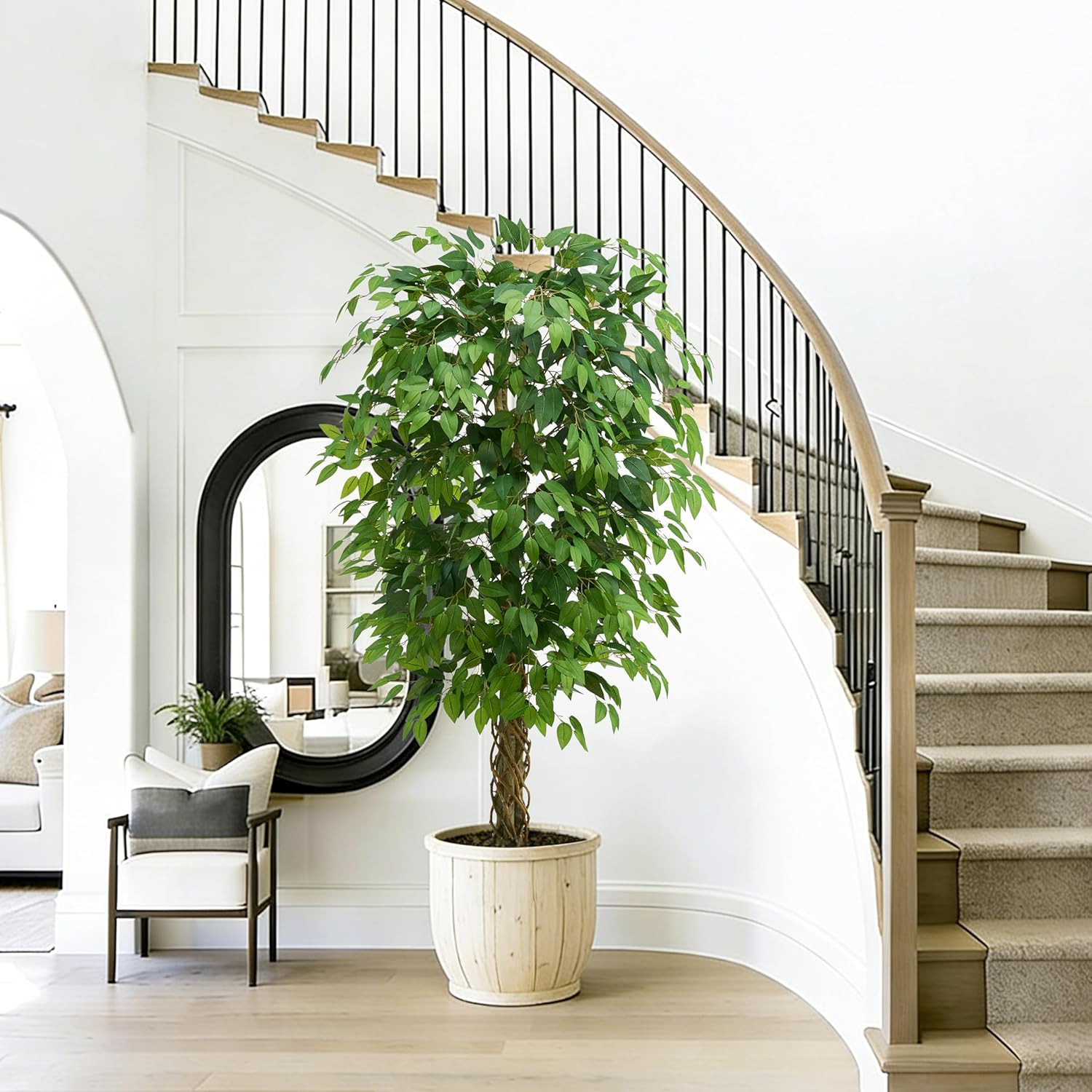 5Ft Artificial Ficus Tree – Realistic Faux Silk Plant for Home & Office Decor