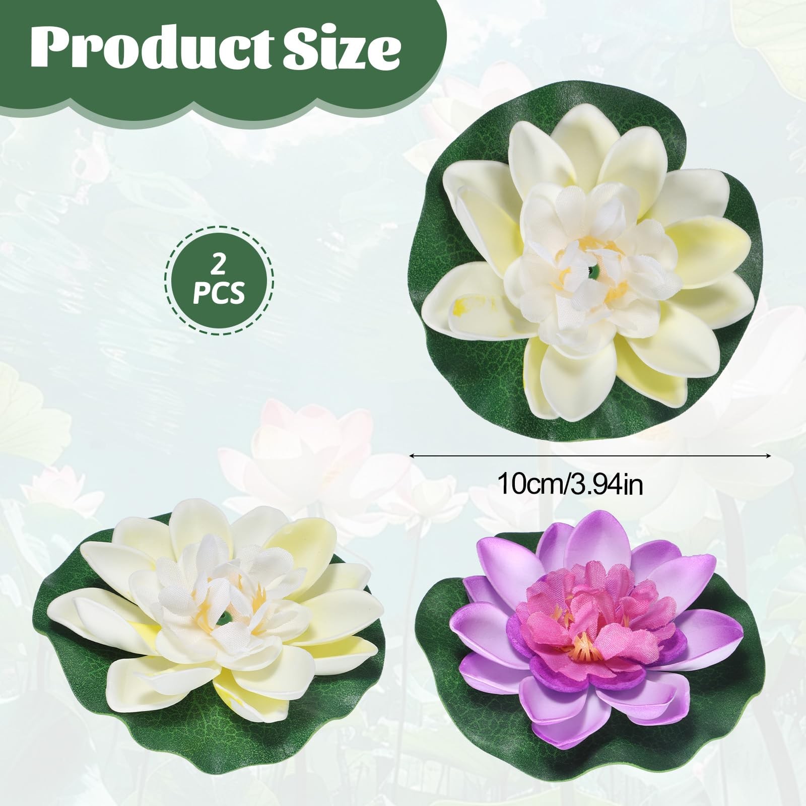 2PCS 10CM/3.94Inch Birdbath Fountain Accessory, Artificial Floating Foam Lotu…