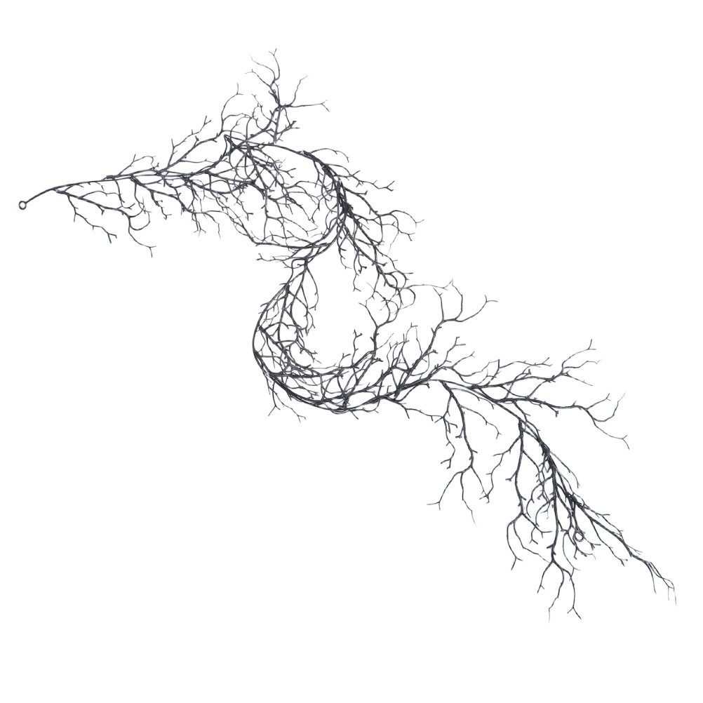 Black Halloween Garland – 6.2ft Branch Twig with Hanging Loop for Mantle, Wall,