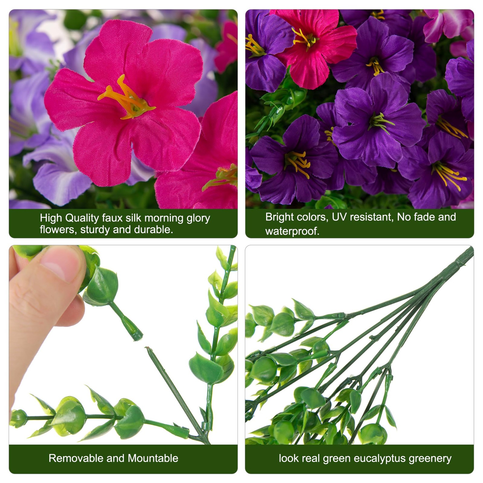 Artificial Flowers for Outdoors Plants Outside Decoration, 20 Bundles Silk Pe…