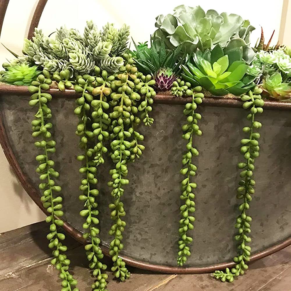 3 PCS Artificial String Of Pearls Faux Hanging Succulent Plant Wall Home Decor
