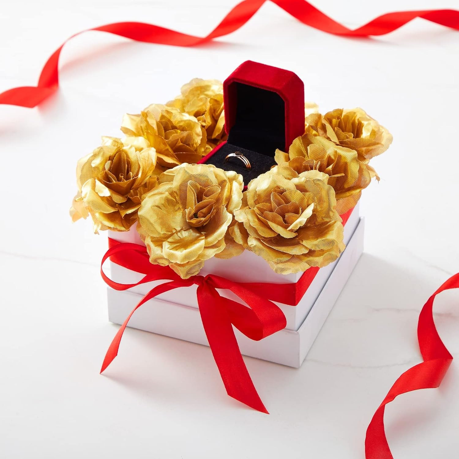 50 Pack Gold Roses Artificial Flowers Bulk