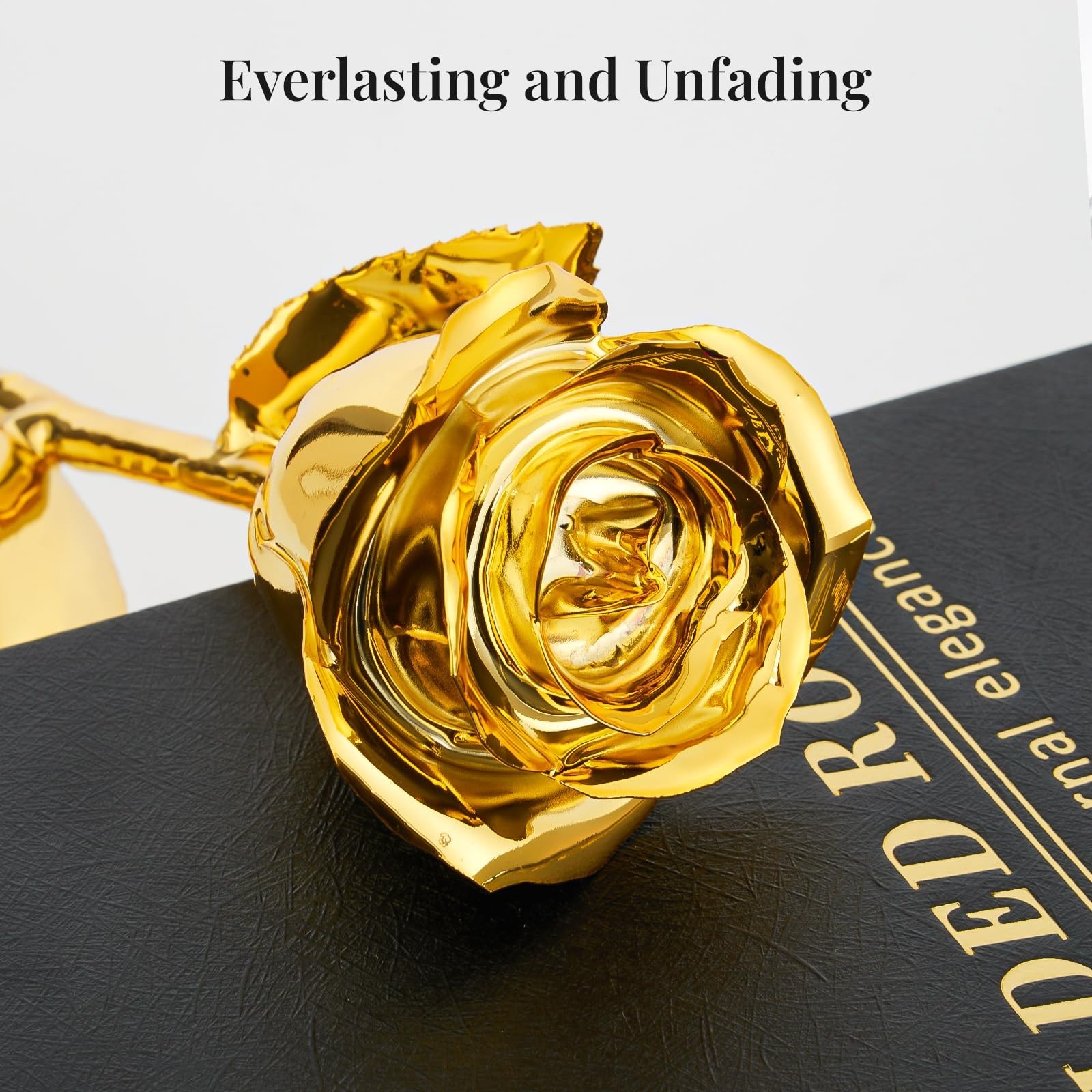 Eternal 24K Gold Dipped Rose Gift Set with Acrylic Butterfly Base & Luxury Box –