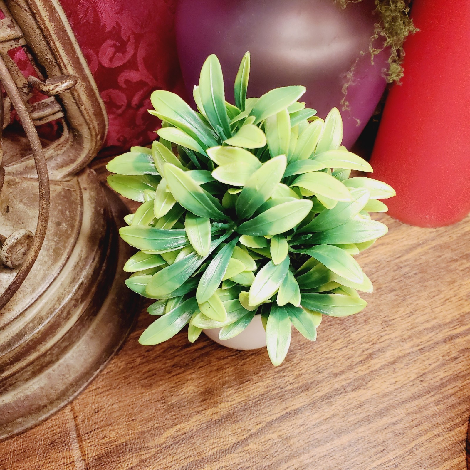 Mini Artificial Potted Plant Small Faux Greenery Spring Grass Bonsai Desk Decor