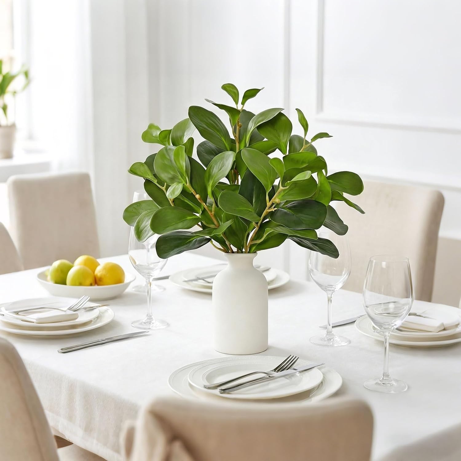 14.5″ Artificial Small Potted Plants Faux Eucalyptus Stems with Ceramic Vase …