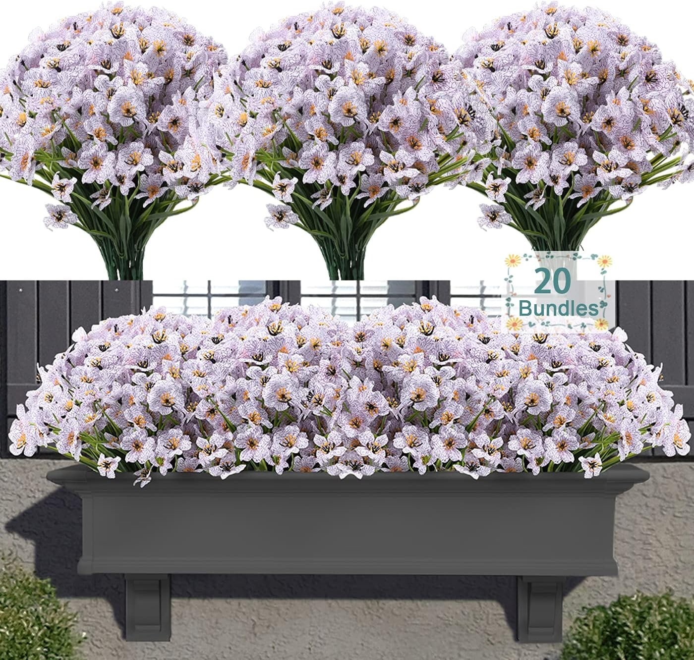 Realistic Faux Silk Flowers – 20 Bundles for -Round Indoor & Outdoor Delight