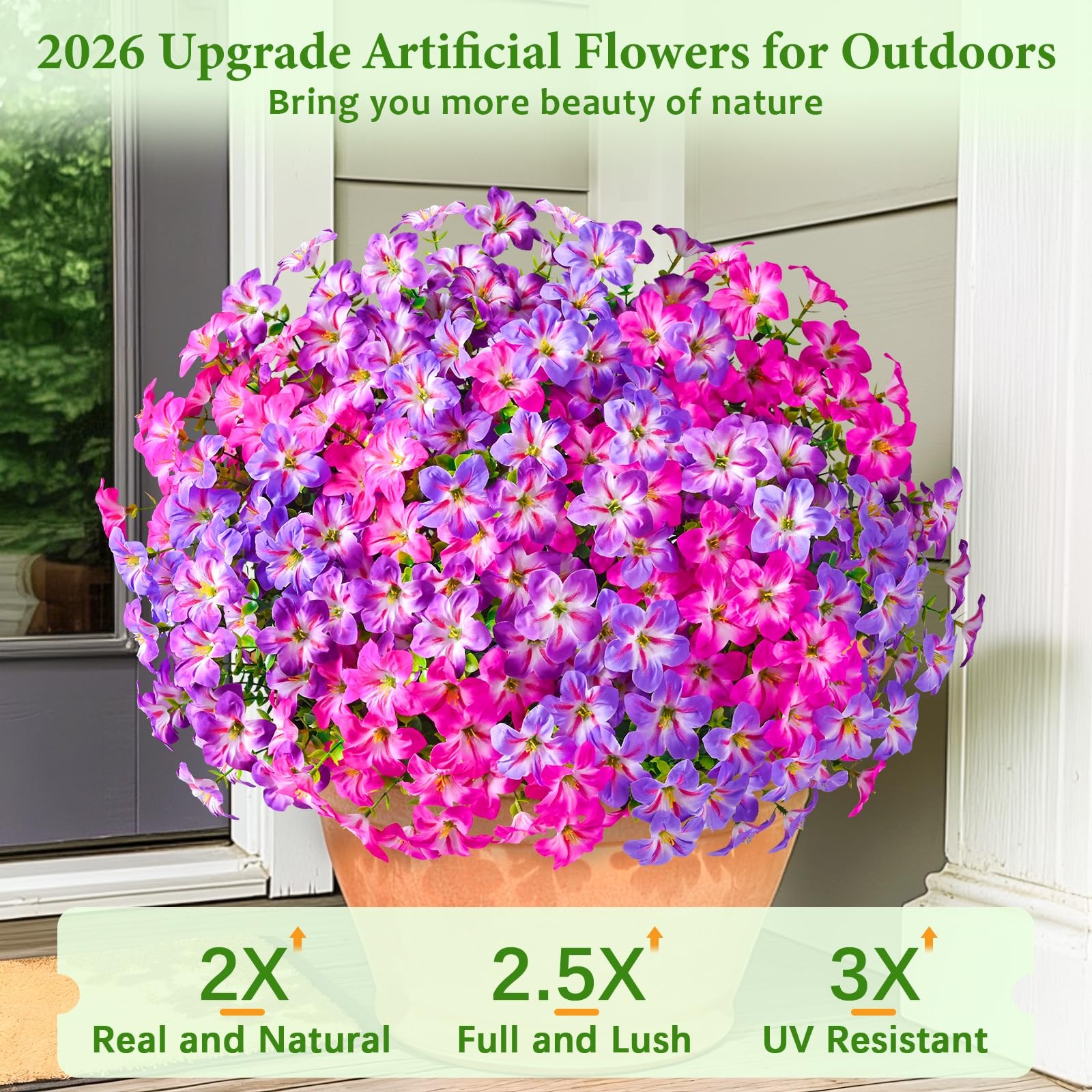 12 Bundles Look Real Artificial Flowers for Outdoors, Realistic Fake Outdoor …