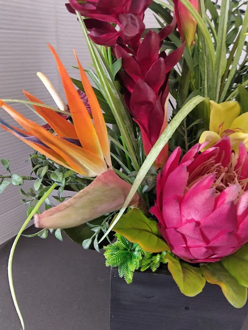 Artificial tropical floral arrangement