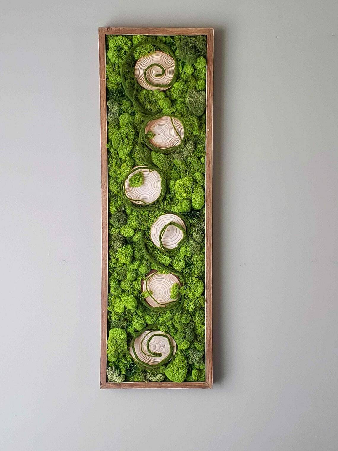 Moss Wall Art, Wood frame, Moss Art Work, Preserved Moss Art 32 inch * 10 inch