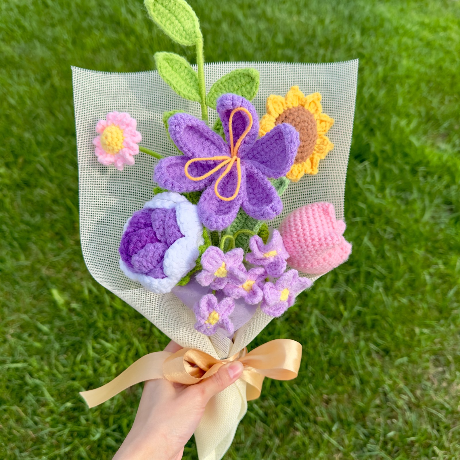 Crochet Flower Bouquet – Handmade Tulip, Rose, Sunflower | Forever Yarn Gift