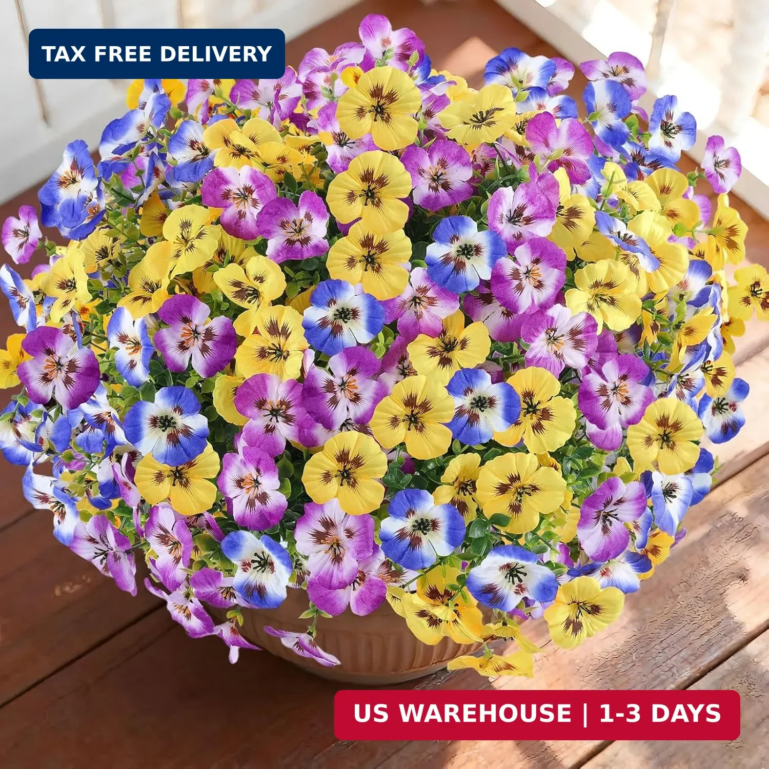 Artificial Pansies Flowers for Outdoor Faux Flower Spring Summer Decor, 12 Bundl