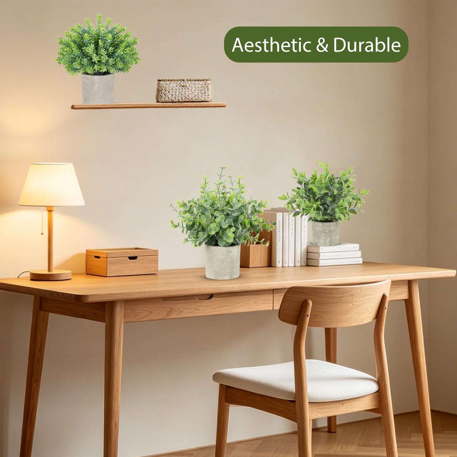3 Pack Small Potted Fake Plants, Artificial Eucalyptus Plants, Lifelike Faux …