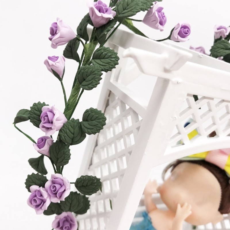 1/12 Miniature Flower Vine Realistic Artificial Rose Flower Garden Scene Display