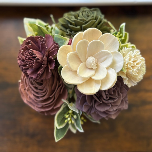 Sola Wood Flower Arrangement Mason Jar Custom Tag Mother’s Day Birthday Decor