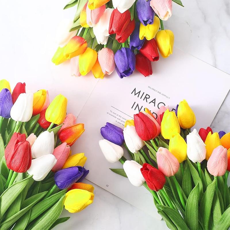 5/10PCS Real Touch Artificial Tulips 33cm Fake Flowers Wedding Home Decors