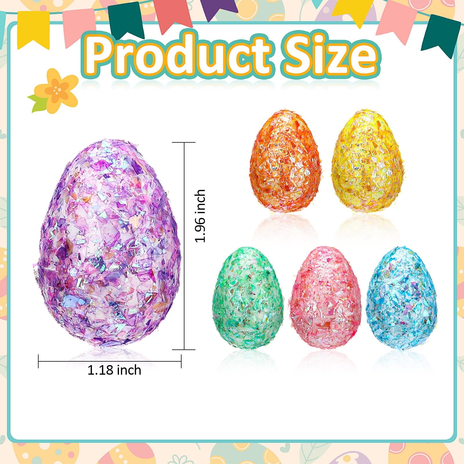 72 Pcs Easter Decor, 36 Pink Speckled Eggs, 36 Multicolor Fake Tulips, Spring