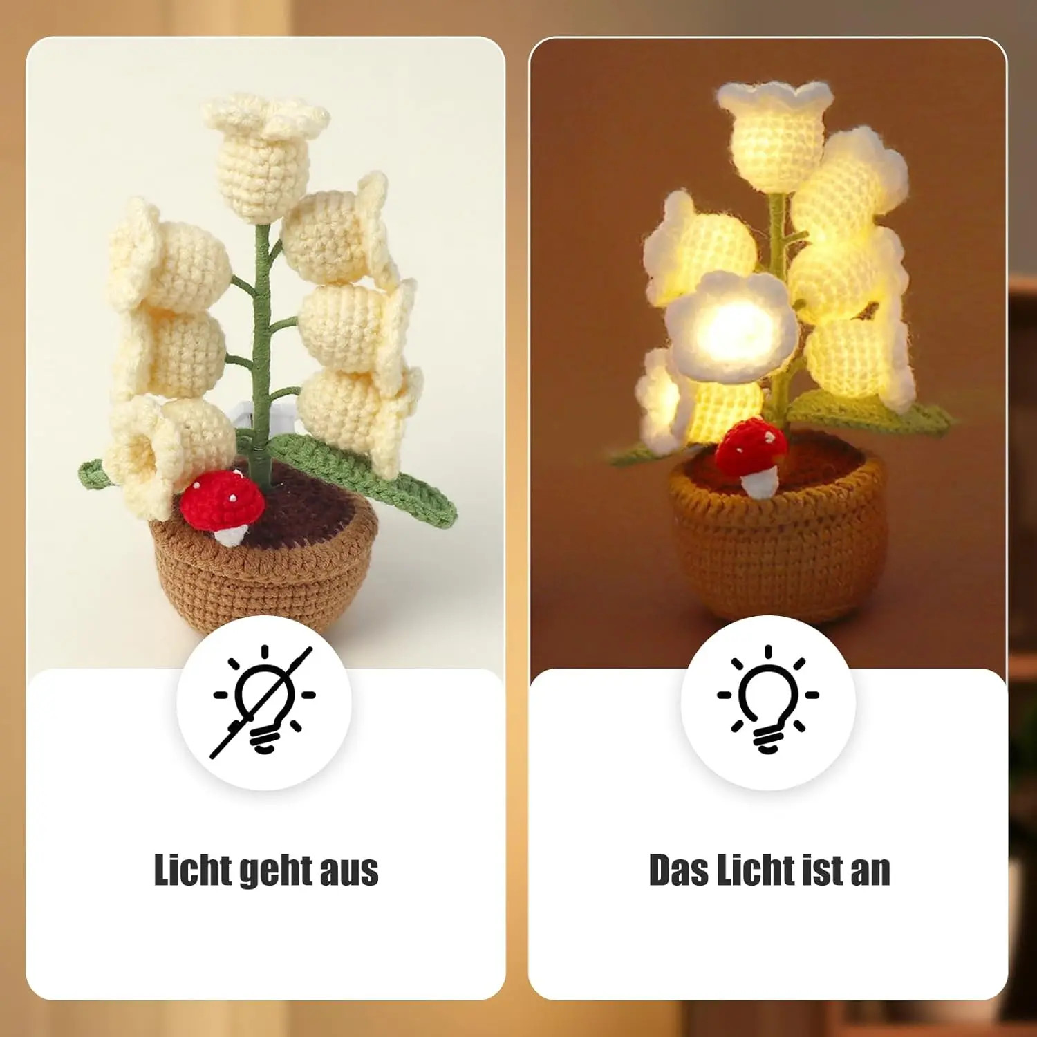 LED Crochet Lily of the Valley Flower Pot Mother’s Day Gift