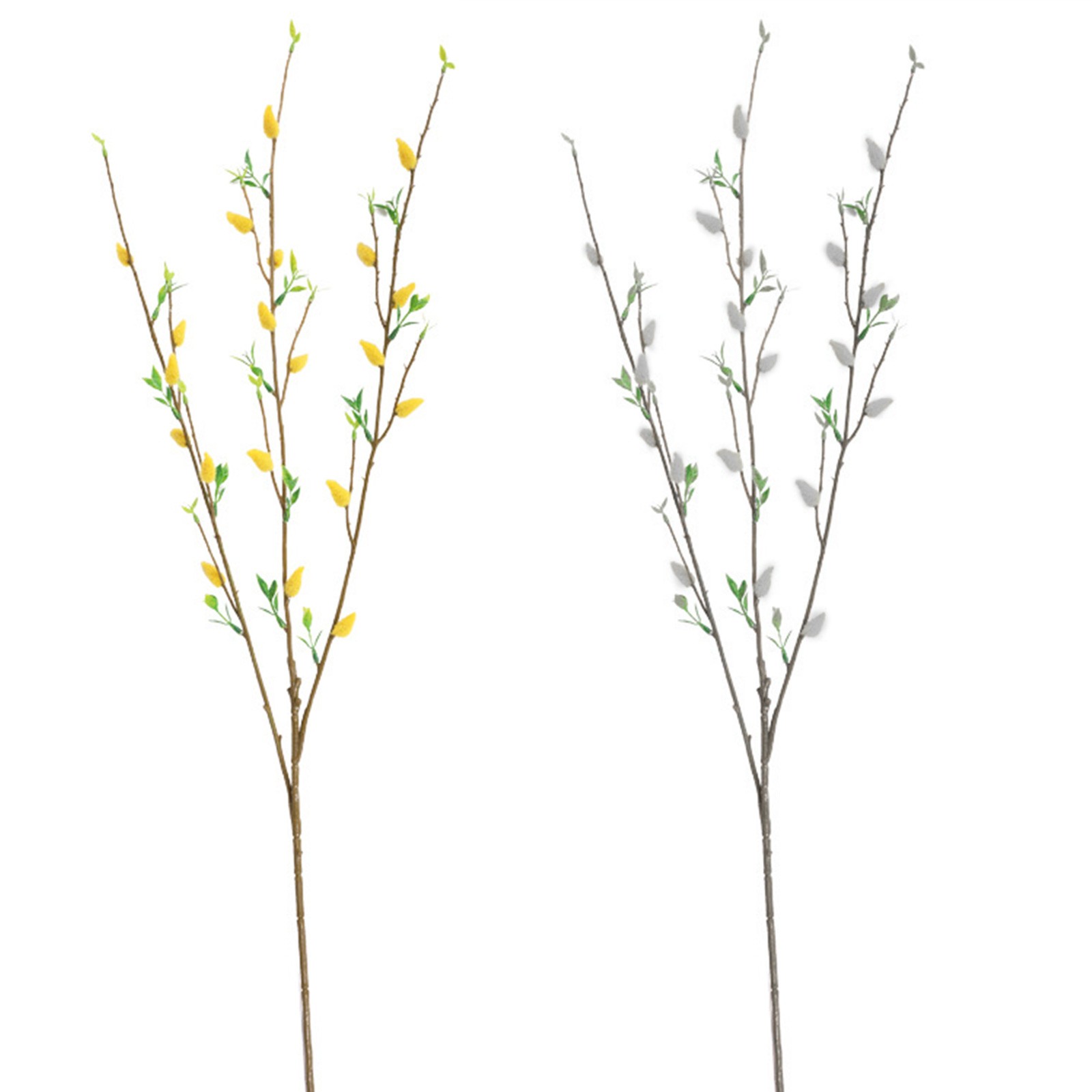 85cm Gray Faux Silver Stem Yellow Buds