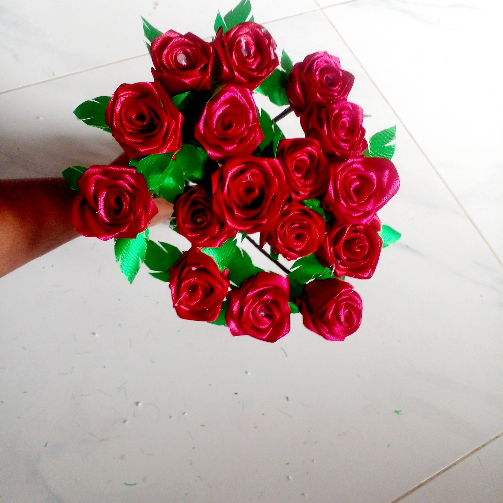 RIBBON ROSE FLOWERS Satin Lot Multicolour DIY Craft Handmade Artificial 5pcs Sti