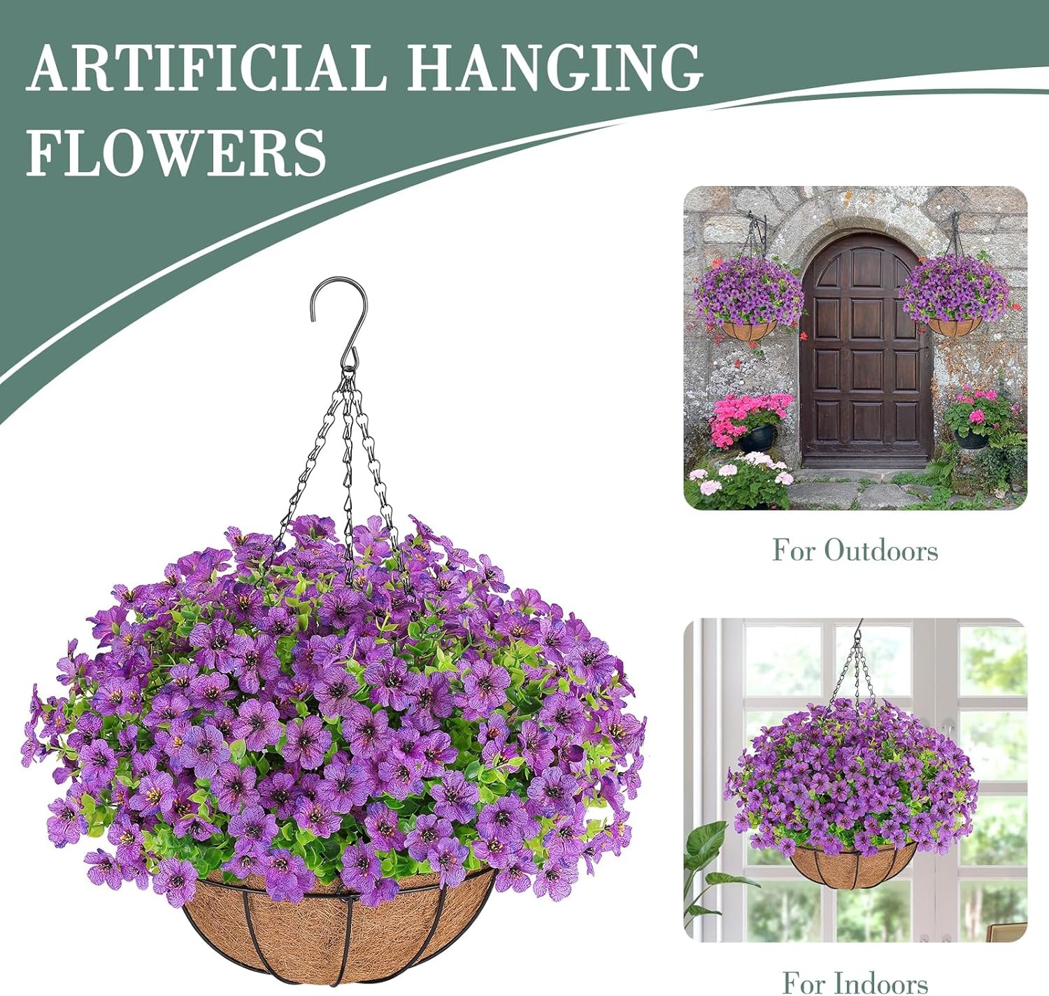 Artificial Flowers Hanging Plants in Basket,Artificial Hanging Flowers for Sp…