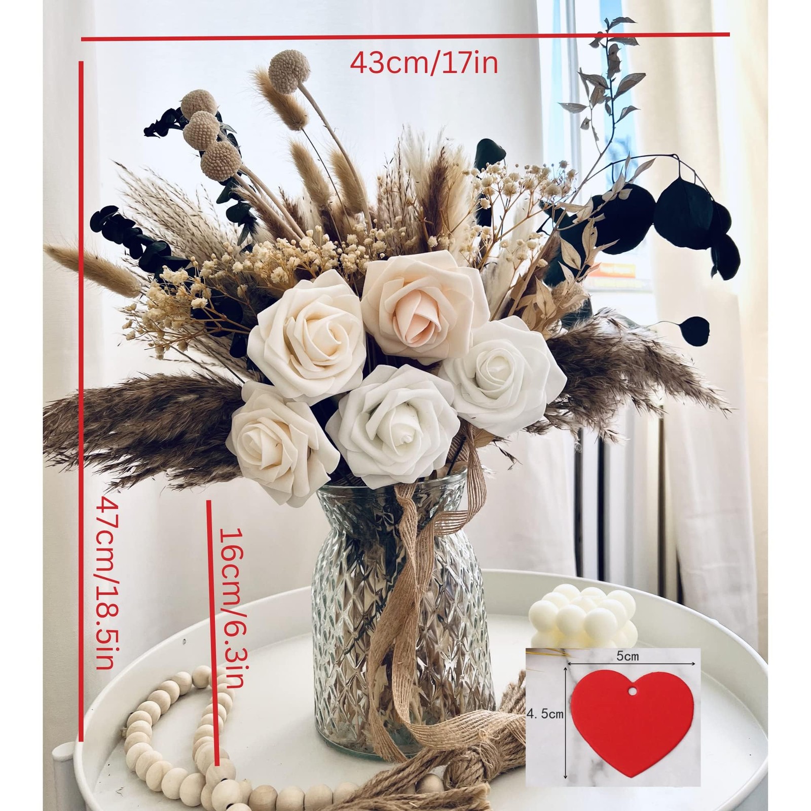 100pcs Artificial Flowers Arrangement With Vase Included, Dining Table Center…