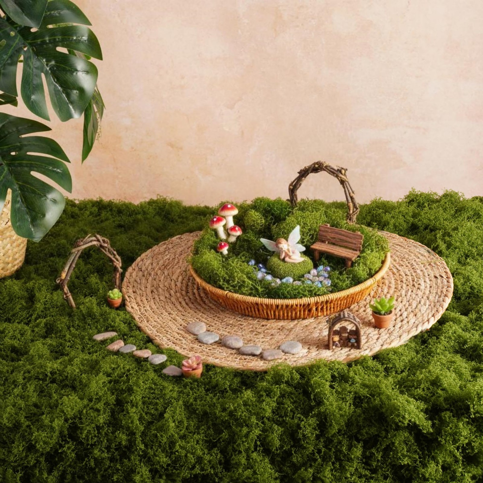 Artificial Moss Mat for Wedding Decor and Indoor Crafts, 39×39 Inch
